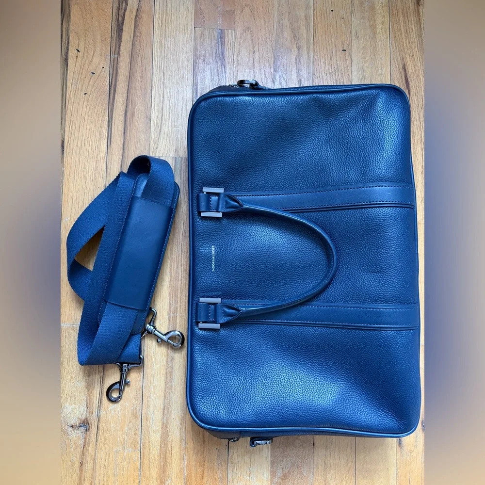 Hook & Albert navy/blue leather briefcase bag